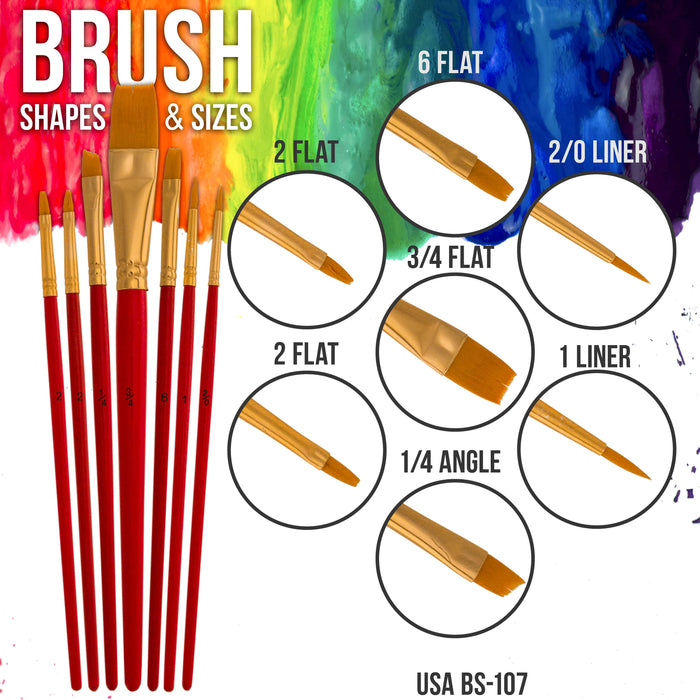 24 Color Permanent Acrylic Fabric Paint Set, 2oz, with 7 Brushes - Textile Paints for Clothes, Denim, Canvas, Upholstery & Furniture - Permanent Fabric Paints