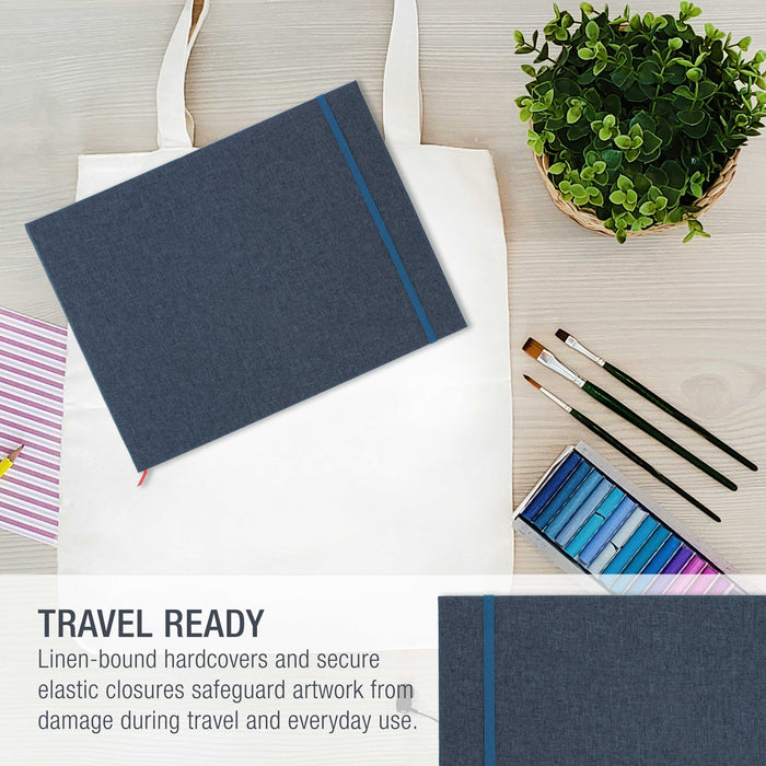 9" x 12" Watercolor Book (2 Pack, 76 Sheets Each) - 110lb (230 GSM) Linen-Bound Hardcover Artist Paper Pads - Acid-Free Cold-Pressed Watercolor Paper Pad Mixed Media