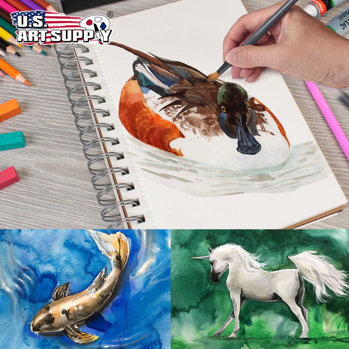 5.5" x 8.5" Premium Heavyweight Watercolor Paper Pad, Pack of 3 (30 Sheets Each), 140lb (300gsm) - Spiral Bound, Cold Pressed, Acid-Free, Wet, Water Color Paper - For Artists, Students