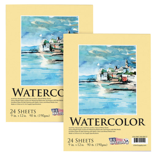 2 Pads 9 x 12 Watercolor Painting Paper 12 Sheets Ea 140lb 300gsm — TCP  Global