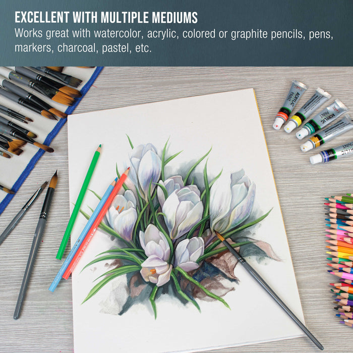 U.S. Art Supply 12" x 16" Premium Heavyweight Watercolor Paper Pad, Pack of 2 (12 Sheets Each), 140lb (300gsm) - Cold Pressed, Acid-Free, Wet, Water Color Paper - For Artists, Students