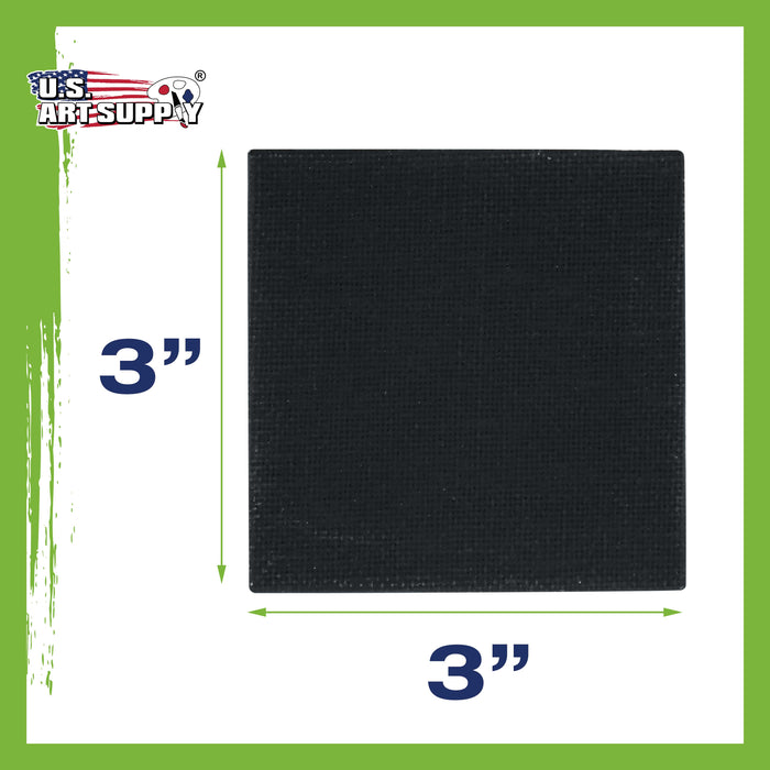 3" x 3" Black Mini Professional Primed Stretched Canvas 12 Pack