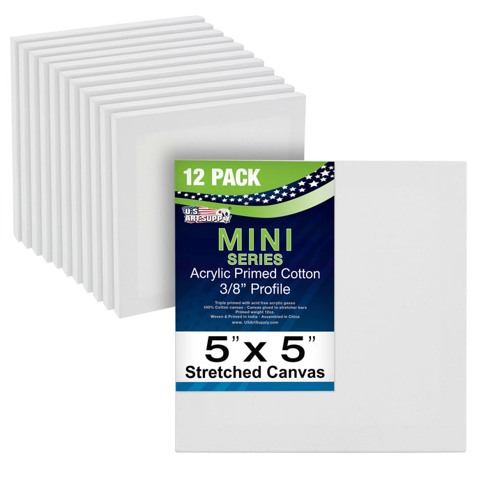 5" x 5" Mini Professional Primed Stretched Canvas 12 Pack