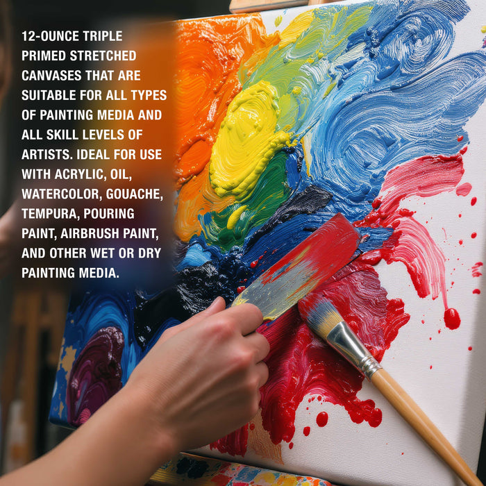 6 x 18 inch Stretched Canvas 12-Ounce Triple Primed, 6-Pack - Professional Artist Quality White Blank 3/4" Profile, 100% Cotton, Heavy-Weight Gesso