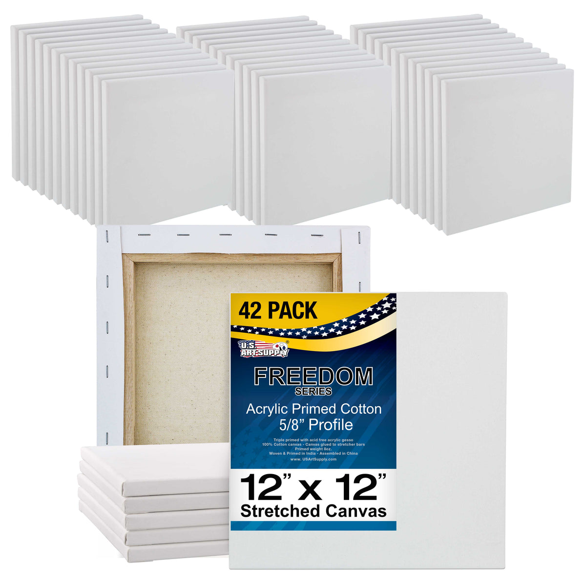 12 x 12 inch Super Value Quality Acid Free Stretched Canvas 42-Pack ...
