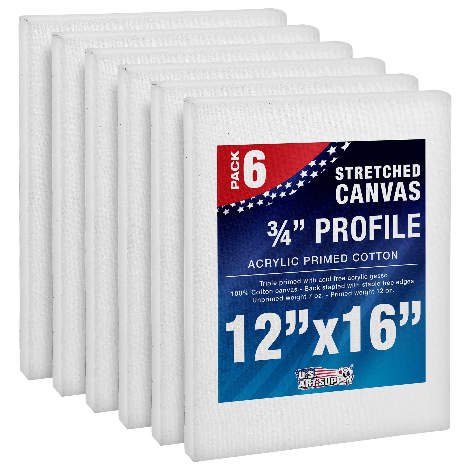 Stretched Canvas 12X16 6-Pack U.S. Art Supply — TCP Global