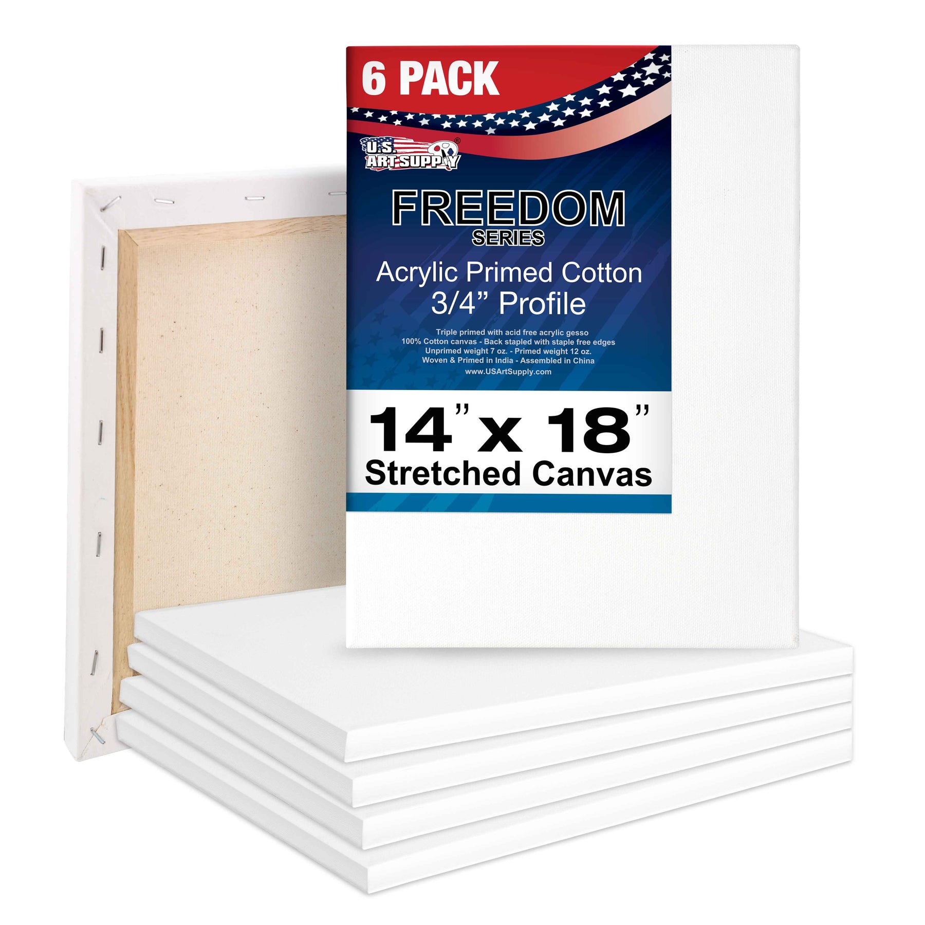 9 x 12 Stretched Super Value Pack Cotton Canvas 8pk - Stretched Canvas - Art Supplies & Painting