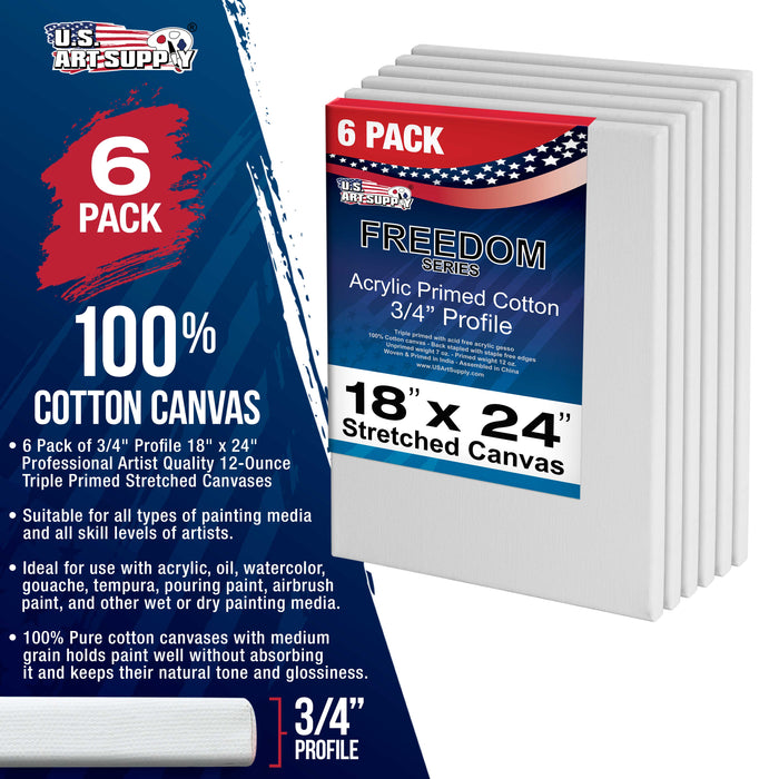 Stretched Canvas 18X24 6-Pack Us Art Supply — TCP Global