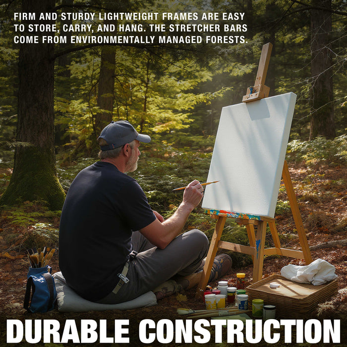 30 x 48 inch Stretched Canvas 12-Ounce Triple Primed, 3-Pack - Professional Artist Quality White Blank 3/4" Profile, 100% Cotton, Heavy-Weight Gesso