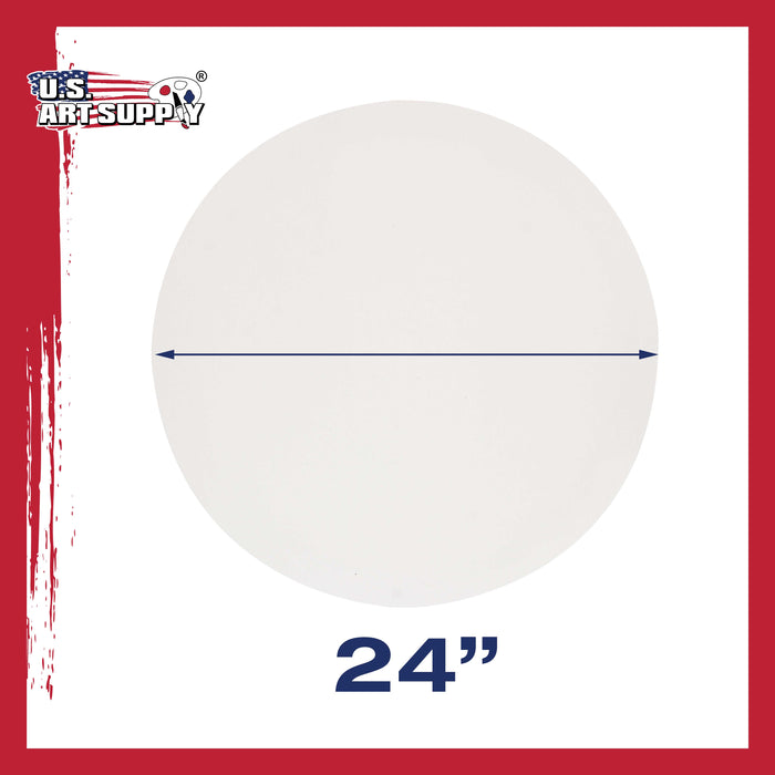 24 Inch Diameter Round 12 Ounce Primed Gesso Professional Quality Acid-Free Stretched Canvas (Pack of 2)
