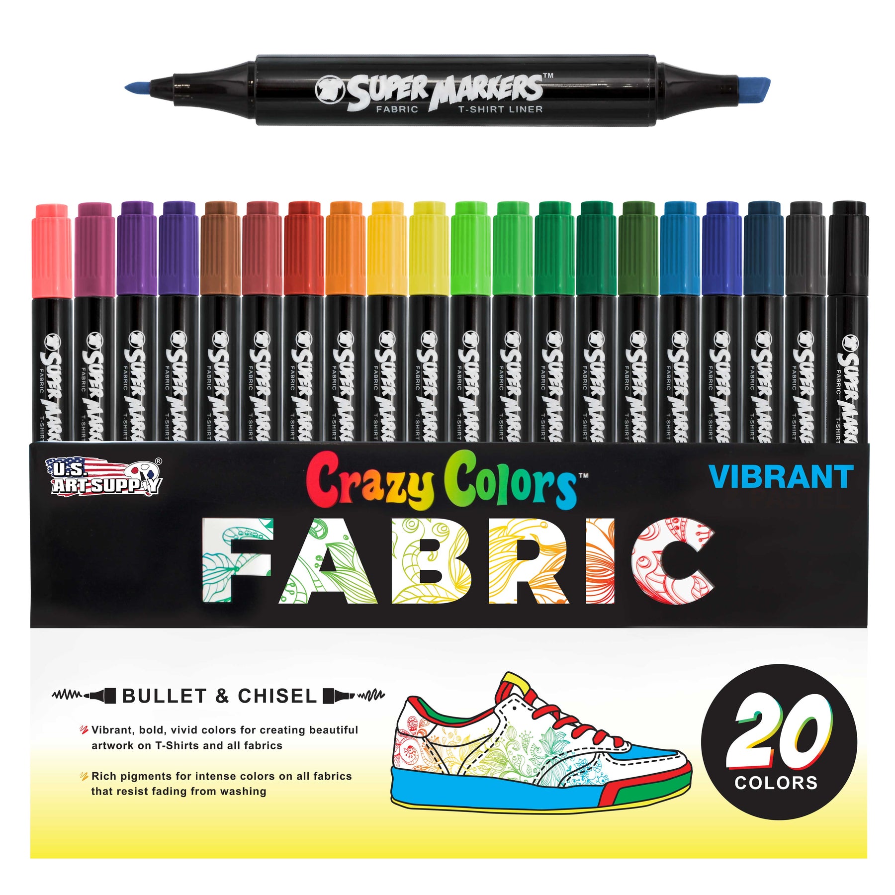 Dual Tip Fabric & T-Shirt Marker 20 Color Pastel Set — TCP Global