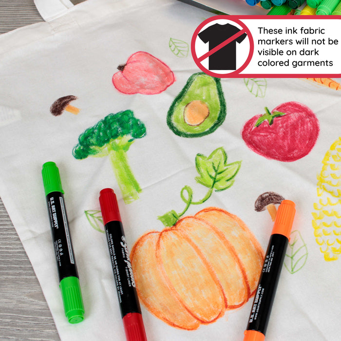 40 Unique Primary & Pastel Colors Dual Tip Fabric & T-Shirt Marker Set - Double-Ended Fabric Markers with Chisel Point and Fine Point Tips Vibrant Ink