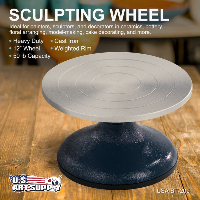 7" Diameter Sculpting Wheel- Heavy Duty All Metal Construction & Turntable with Ball Bearings