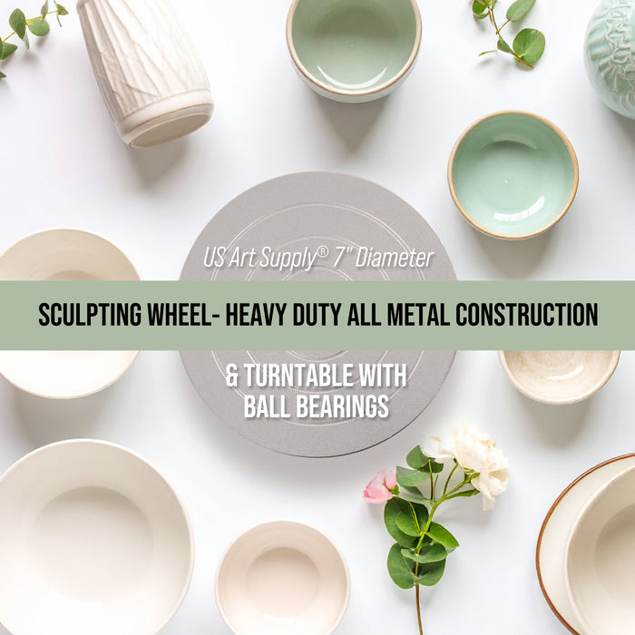 7" Diameter Sculpting Wheel- Heavy Duty All Metal Construction & Turntable with Ball Bearings