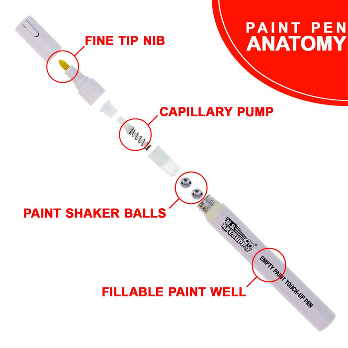 Empty Fillable Blank Paint Touch Up Pen Markers (Set of 36) - Fill with Your Own Art Acrylic, Oil and Water Base Paint, Auto Painting Clear-Coat