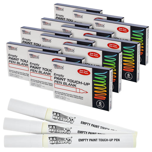 Empty Fillable Blank Paint Touch Up Pen Markers (Set of 72) - Fill with Your Own Art Acrylic, Oil and Water Base Paint, Auto Painting Clear-Coat