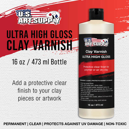 16 oz High Gloss Clear Acrylic Topcoat & Air Dry Clay Varnish - Acrylic Painting Protectant, Air Dry Clay Glaze for Polymer Clays, Ceramics, Pouring Paint Artworks and Sculptures