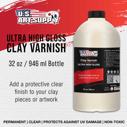 32 oz High Gloss Clear Acrylic Topcoat & Air Dry Clay Varnish - Acrylic Painting Protectant, Air Dry Clay Glaze for Polymer Clays, Ceramics, Pouring Paint Artworks and Sculptures