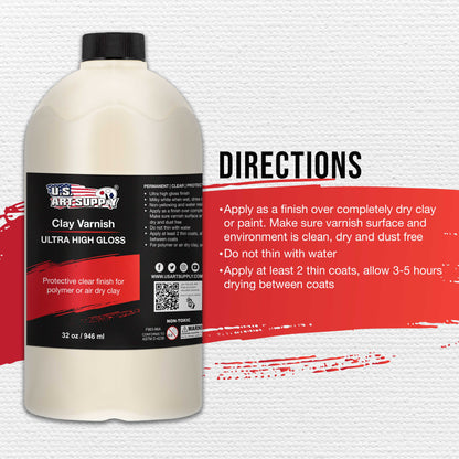 32 oz High Gloss Clear Acrylic Topcoat & Air Dry Clay Varnish - Acrylic Painting Protectant, Air Dry Clay Glaze for Polymer Clays, Ceramics, Pouring Paint Artworks and Sculptures