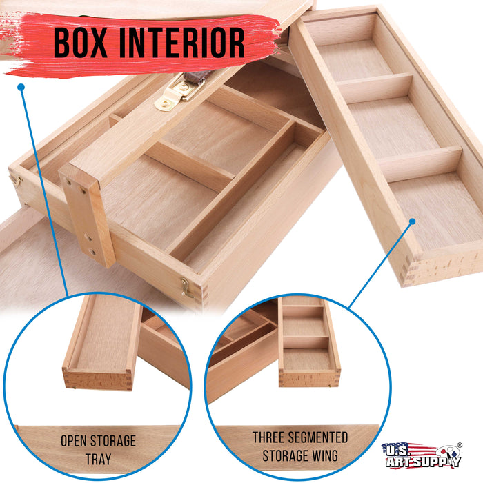 Large Multi-Function Wooden Artist Tool & Brush Storage Box