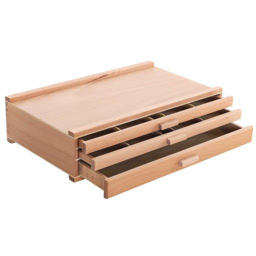 3-Drawer Artist Wood Pastel, Pen, Marker Storage Box - Elm Hardwood Construction, 5 Compartments per Drawer - Ideal for Pastels, Pens, Pencils, Charcoal, Blending Tools, and More