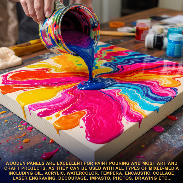 Unfinished Cradled Wood Panels for Painting, 3 Pack of 12x12 inch - Gallery Birch Wooden Canvas Boards 1-1/2" Deep - Mixed-Media Craft, Acrylic, Oil, Encaustic, Paint Pouring