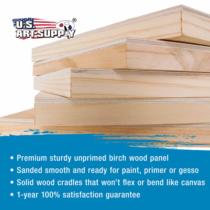 5" x 5" Birch Wood Paint Pouring Panel Boards, Gallery 1-1/2" Deep Cradle (Pack of 4) - Artist Depth Wooden Wall Canvases - Painting, Acrylic, Oil