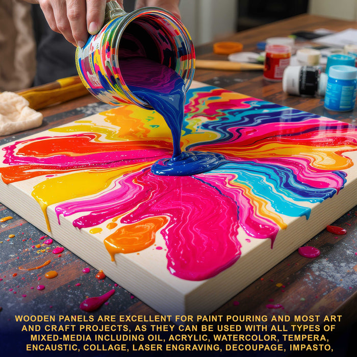 4x4 inch Cradled Wood Panels for Painting, Gallery 1-1/2" Deep (4 Pack) - Artist Depth Wooden Wall Canvases - Mixed-Media Craft, Acrylic, Oil, Encaustic, Paint Pouring