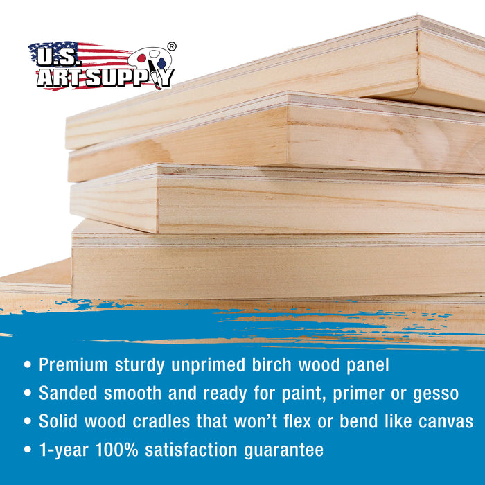 5" x 7" Birch Wood Paint Pouring Panel Boards, Gallery 1-1/2" Deep Cradle (Pack of 4) - Artist Depth Wooden Wall Canvases - Painting, Acrylic, Oil