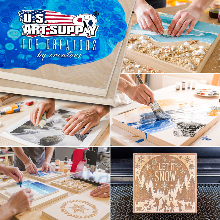 5" x 7" Unfinished Cradled Wood Panels for Painting, Gallery 1-1/2" Deep (4 Pack) - Artist Depth Wooden Wall Canvases - Mixed-Media Craft, Acrylic, Oil, Encaustic, Paint Pouring