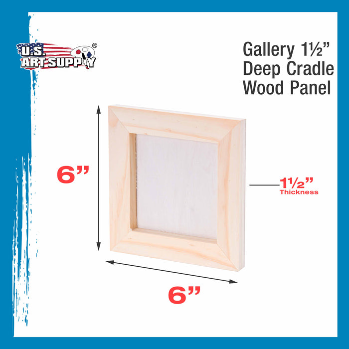 6" x 6" Birch Wood Paint Pouring Panel Boards, Gallery 1-1/2" Deep Cradle (Pack of 4) - Artist Depth Wooden Wall Canvases - Painting, Acrylic, Oil