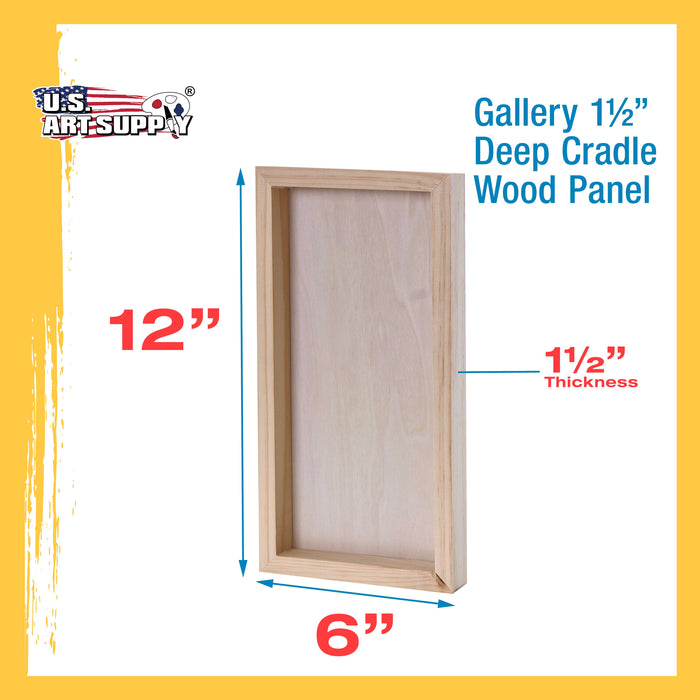 6" x 12" Birch Wood Paint Pouring Panel Boards, Gallery 1-1/2" Deep Cradle (4 Pack) - Artist Depth Wooden Wall Canvases - Painting, Acrylic, Oil