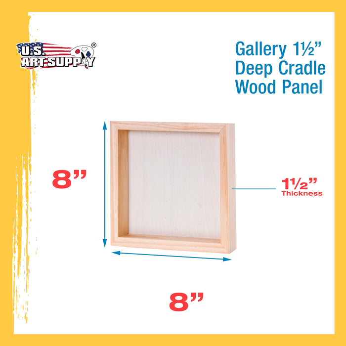 8" x 8" Birch Wood Paint Pouring Panel Boards, Gallery 1-1/2" Deep Cradle (4 Pack) - Artist Depth Wooden Wall Canvases - Painting, Acrylic, Oil