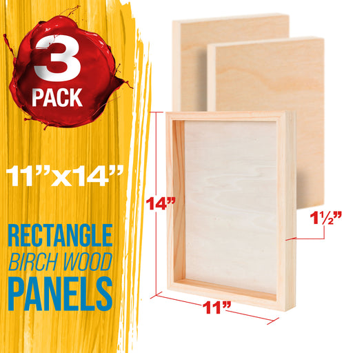 Unfinished Cradled Wood Panels for Painting, 2 Pack of 16x20 inch - Gallery Birch Wooden Canvas Boards 1-1/2" Deep - Mixed-Media Craft, Acrylic, Oil, Encaustic, Paint Pouring