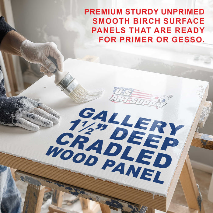 Unfinished Cradled Wood Panels for Painting, 2 Pack of 16x20 inch - Gallery Birch Wooden Canvas Boards 1-1/2" Deep - Mixed-Media Craft, Acrylic, Oil, Encaustic, Paint Pouring