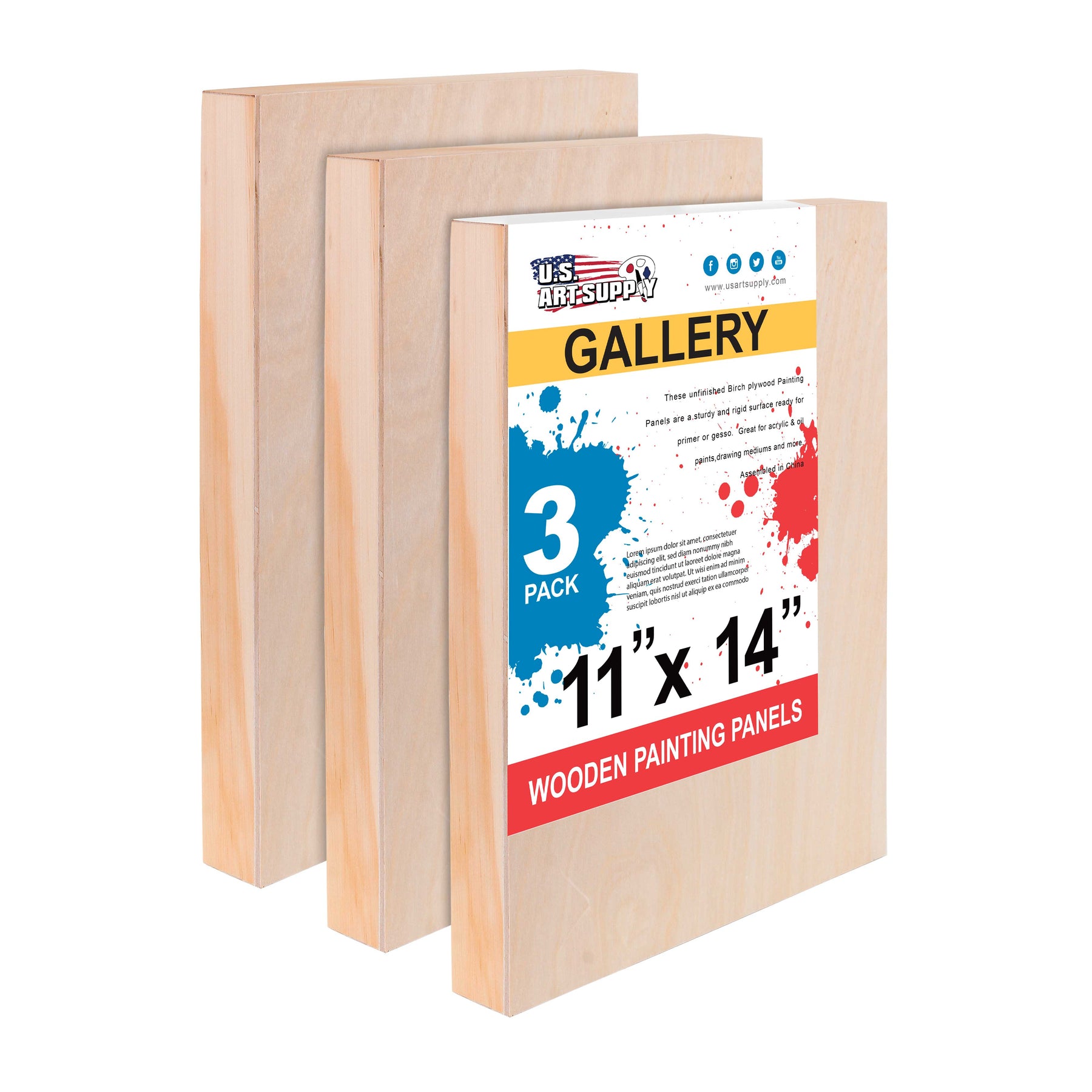 U.S. Art Supply 4 x 12 Birch Wood Paint Pouring Panel Boards, Gallery  1-1/2