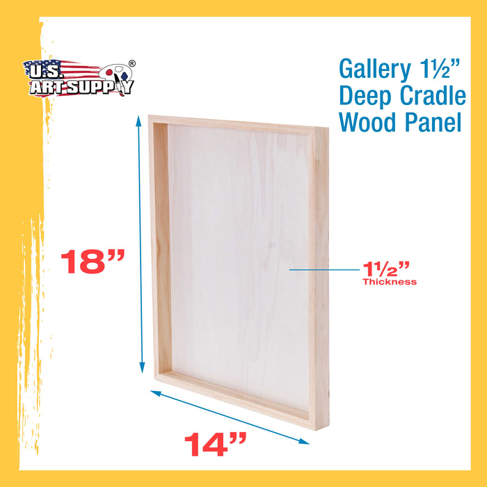 14" x 18" Birch Wood Paint Pouring Panel Boards, Gallery 1-1/2" Deep Cradle (2 Pack) - Artist Depth Wooden Wall Canvases - Painting, Acrylic, Oil