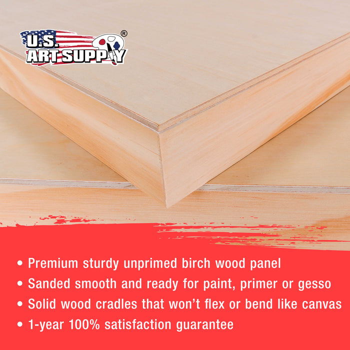 14" x 18" Birch Wood Paint Pouring Panel Boards, Gallery 1-1/2" Deep Cradle (2 Pack) - Artist Depth Wooden Wall Canvases - Painting, Acrylic, Oil