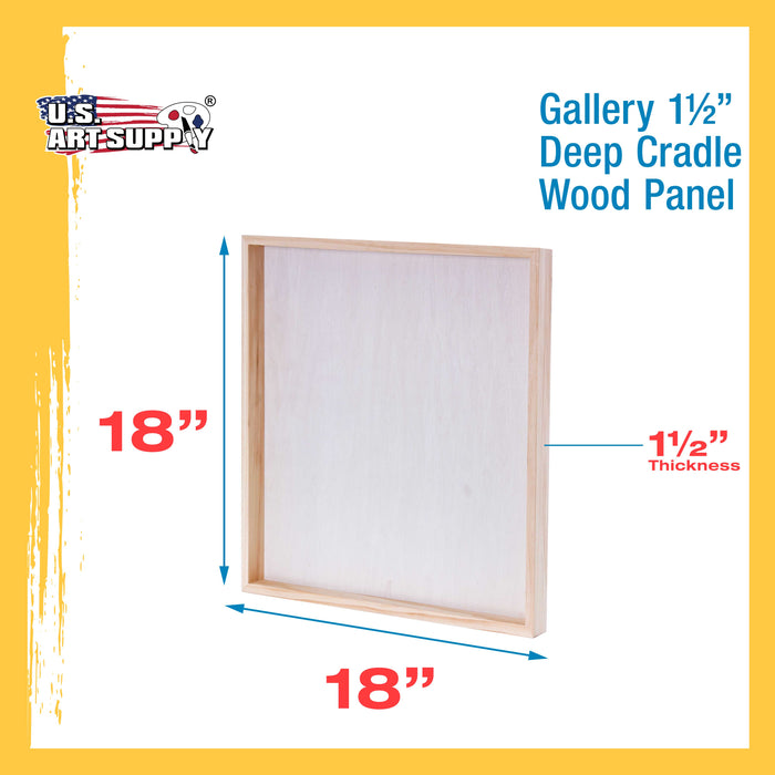 18" x 18" Birch Wood Paint Pouring Panel Boards, Gallery 1-1/2" Deep Cradle (2 Pack) - Artist Depth Wooden Wall Canvases - Painting, Acrylic, Oil