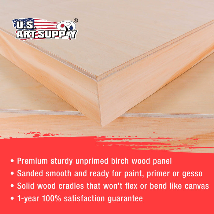 18" x 18" Birch Wood Paint Pouring Panel Boards, Gallery 1-1/2" Deep Cradle (2 Pack) - Artist Depth Wooden Wall Canvases - Painting, Acrylic, Oil