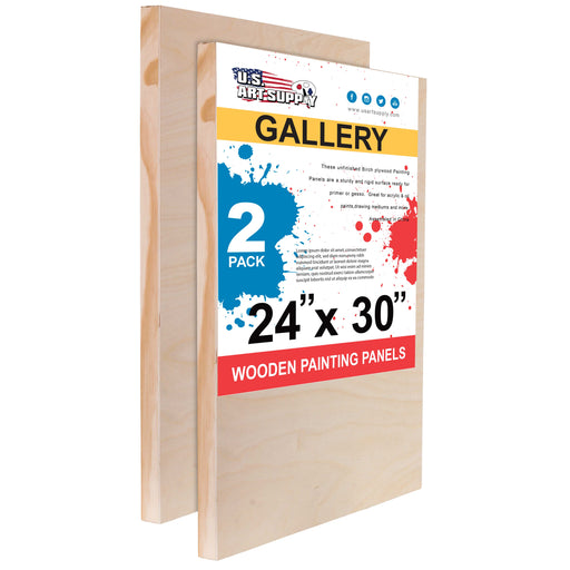 24" x 30" Birch Wood Paint Pouring Panel Boards, Gallery 1-1/2" Deep Cradle (2 Pack) - Artist Depth Wooden Wall Canvases - Painting, Acrylic, Oil