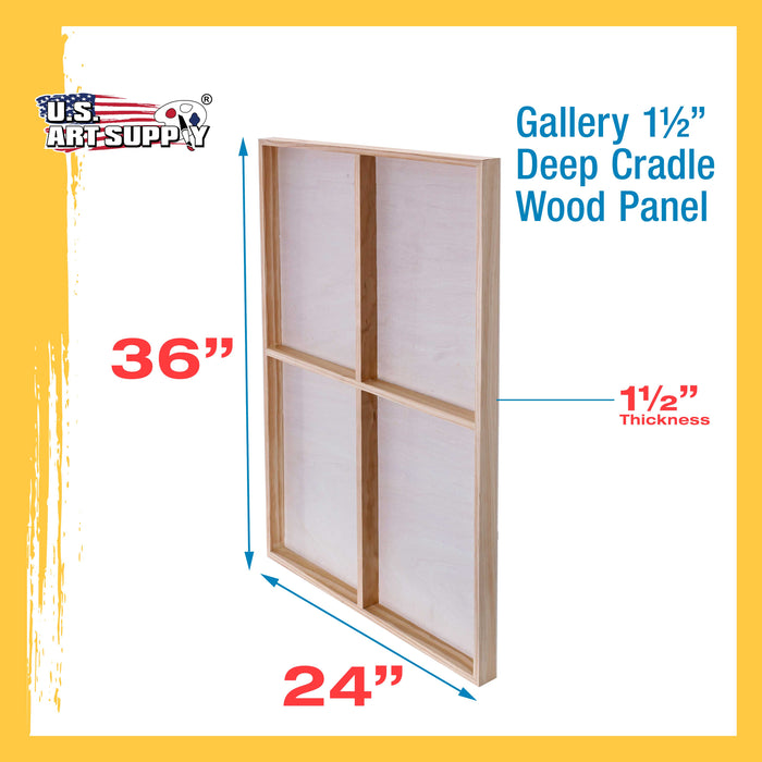 24" x 36" Birch Wood Paint Pouring Panel Boards, Gallery 1-1/2" Deep Cradle (2 Pack) - Artist Depth Wooden Wall Canvases - Painting, Acrylic, Oil