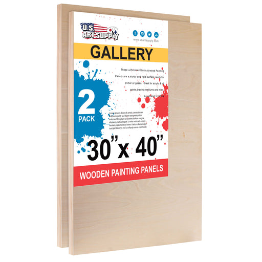 30" x 40" Birch Wood Paint Pouring Panel Boards, Gallery 1-1/2" Deep Cradle (Pack of 2) - Artist Depth Wooden Wall Canvases - Painting Acrylic, Oil