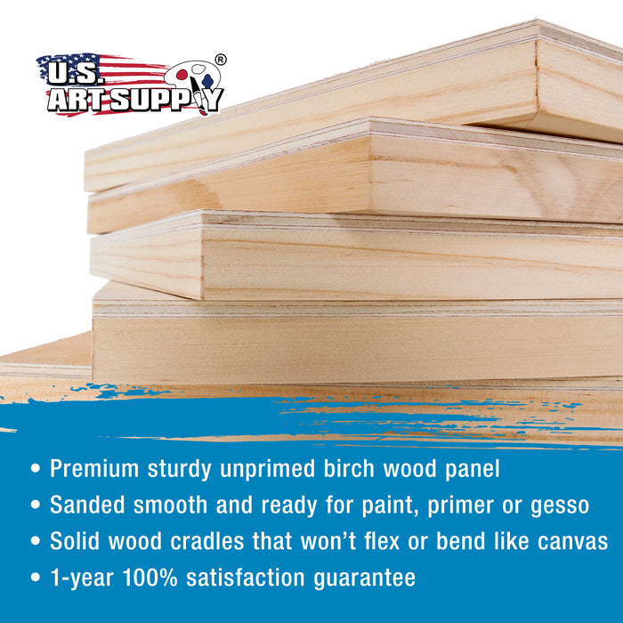 5" x 7" Birch Wood Paint Pouring Panel Boards, Studio 3/4" Deep Cradle (Pack of 5) - Artist Wooden Wall Canvases - Painting Mixed-Media, Acrylic, Oil