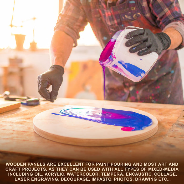 12" Round Unfinished Cradled Wood Panels for Painting, Studio 3/4" Deep (3 Pack) - Artist Depth Wooden Wall Canvases - Mixed-Media Craft, Acrylic, Oil, Encaustic, Paint Pouring