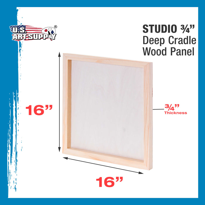 16" x 16" Birch Wood Paint Pouring Panel Boards, Studio 3/4" Deep Cradle (Pack of 2) - Artist Wooden Wall Canvases - Painting Mixed-Media, Acrylic