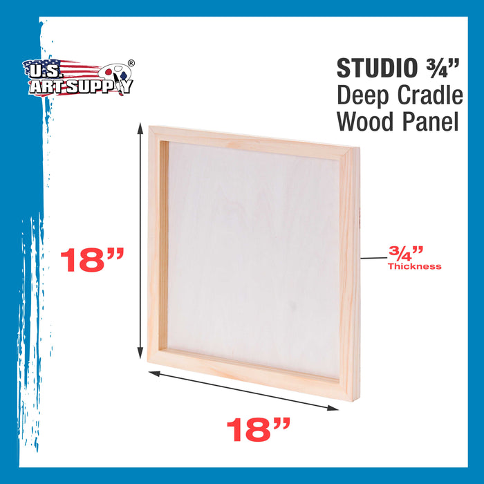 18" x 18" Birch Wood Paint Pouring Panel Boards, Studio 3/4" Deep Cradle (Pack of 2) - Artist Wooden Wall Canvases - Painting Mixed-Media, Acrylic