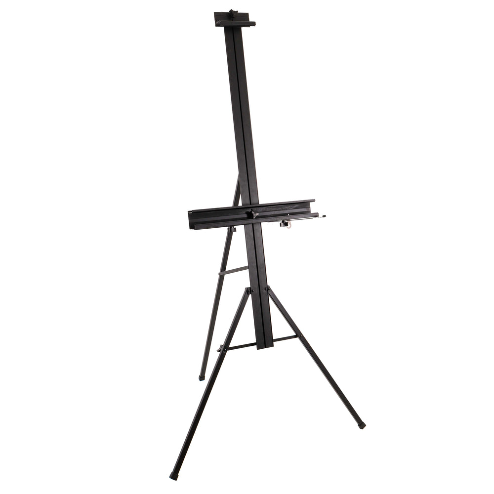 Del Mar 69" High Aluminum Single Mast Artists Studio Easel & Floor Display Stand, Heavy Duty Adjustable Extra Large Canvas Height Up To 47" Brush Rest