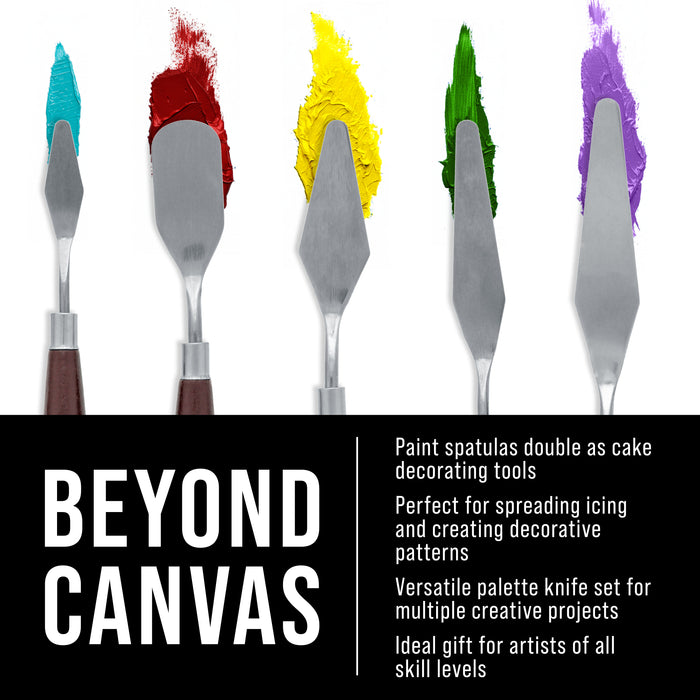 5-Piece Stainless Steel Palette Knife Set for Acrylic Painting - Paint Spatula Tools for Oil, Canvas Art - Painting Knives for Mixing, Texturing - Pallet Knives for Art & Cake