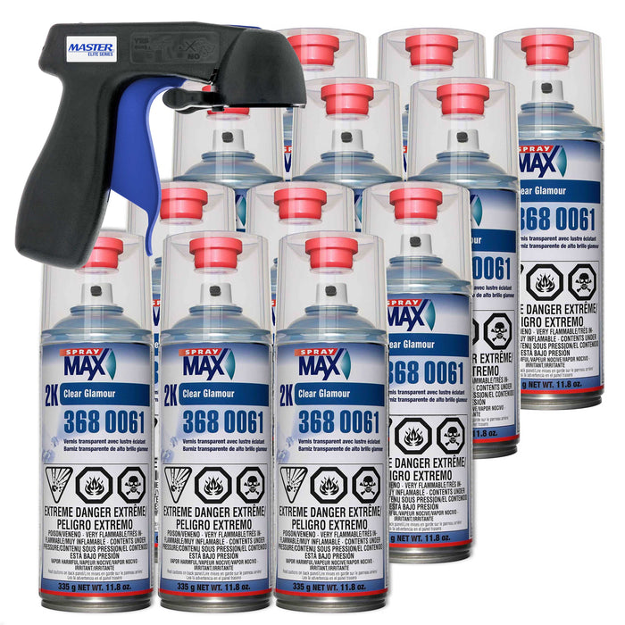 Spraymax 2K Clear Coat Aerosol Spray Cans - 12 Pack - High Gloss Automotive Clear Coat for Car Repair and New Paint Jobs - Two Stage Clear Coat - Professional Results - With Master Aerosol Trigger